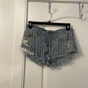 CARMAR Denim Diamond Chain Shorts Size 29